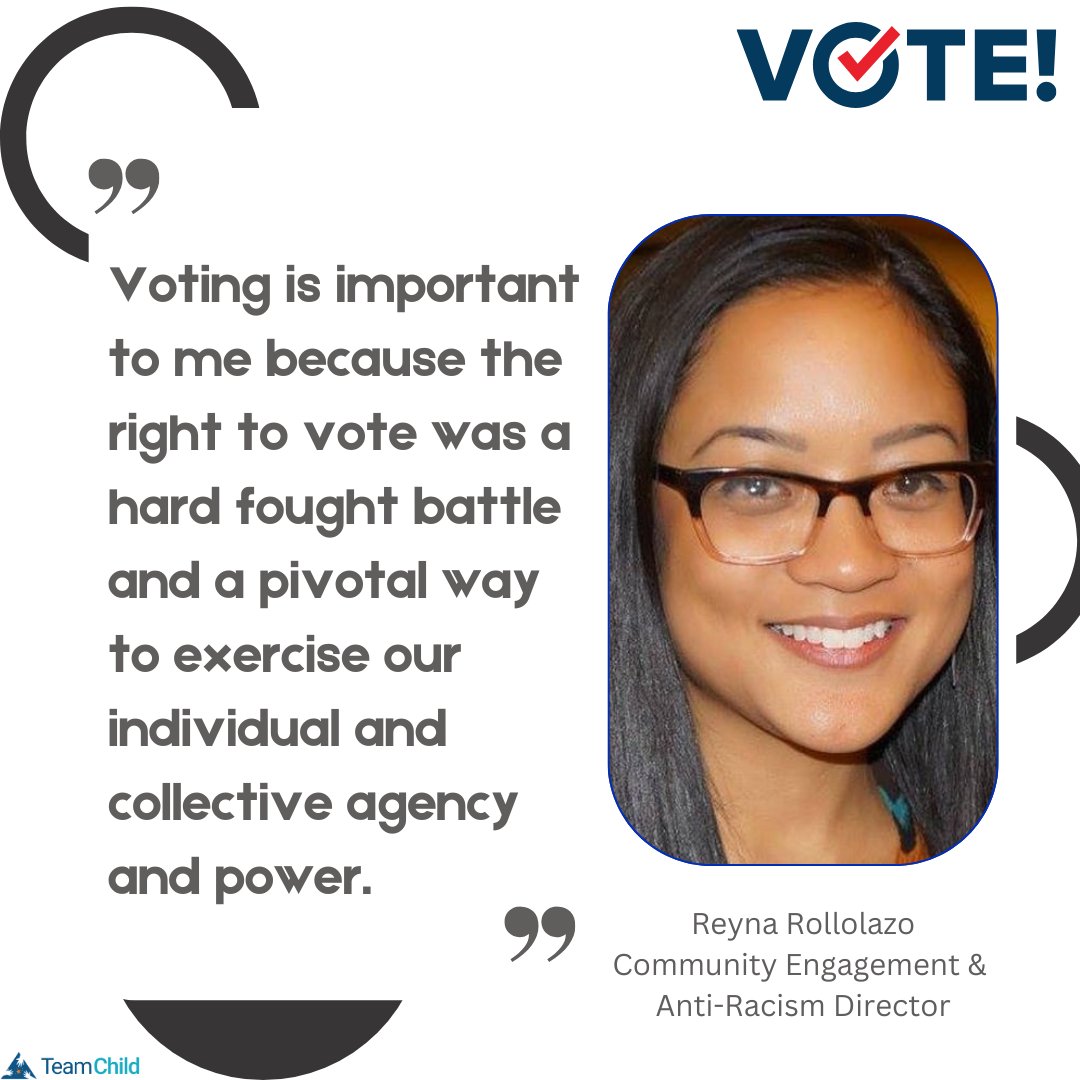 TeamChild's tweet photo. Tomorrow is Election Day! TeamChild staff are sharing why voting matters to them. Remember, your vote is your voice—make it count and help shape a brighter future!

#Election #Vote #Election2024 https://t.co/IjZKOPph6K