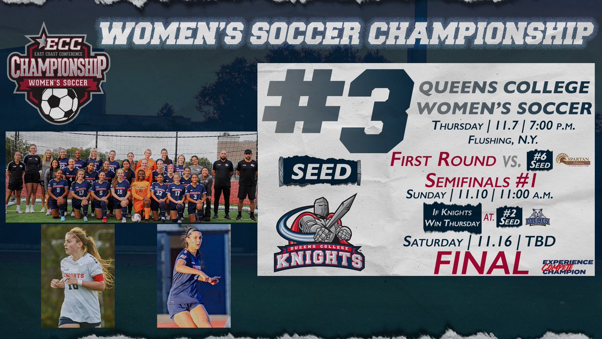 QCKnights's tweet photo. 𝐏𝐨𝐬𝐭𝐬𝐞𝐚𝐬𝐨𝐧 𝐏𝐢𝐜𝐭𝐮𝐫𝐞: The Men's and Women's Soccer teams have clinched @ECCSports postseason spots and will begin their quest for a Championship crown at home. Postseason previews will be posted on https://t.co/f44sxV3FvO later this week. #knightnation https://t.co/TayNm8IVSw