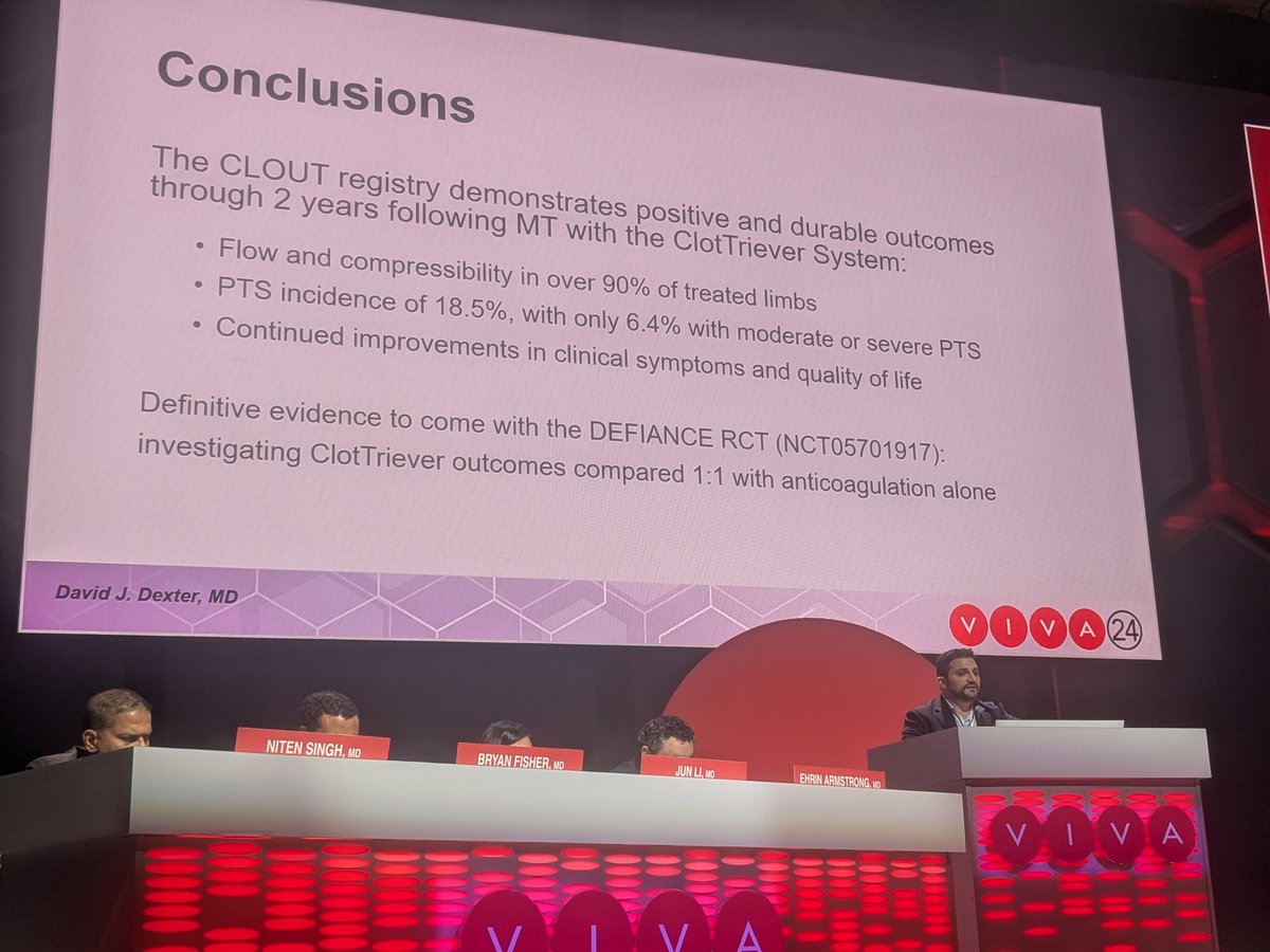 Venous News (@venousnews) on Twitter photo #VIVA24: David Dexter reports complete two-year outcomes from the CLOUT (ClotTriever) registry: 81.5% of treated limbs had no post-thrombotic syndrome compared to 18.8% at baseline; the prevalence of moderate or severe PTS was 6.4% compared to 46.9% at baseline. <a href="/VIVAPhysicians/">The VIVA Foundation</a> #VIVA24: David Dexter reports complete two-year outcomes from the CLOUT (ClotTriever) registry: 81.5% of treated limbs had no post-thrombotic syndrome compared to 18.8% at baseline; the prevalence of moderate or severe PTS was 6.4% compared to 46.9% at baseline. <a href="/VIVAPhysicians/">The VIVA Foundation</a>