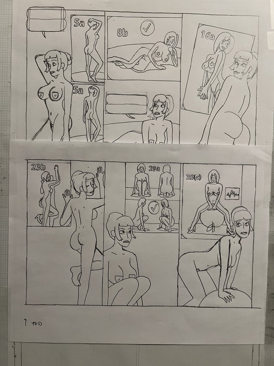 In which our heroine is having her likeness digitized and is matching the digital poses she’s being shown on a monitor.  Haven’t posted anything in a long time and am living through redacted life changing tragedy and in the limited time I have to make art I’m drawing this haaa