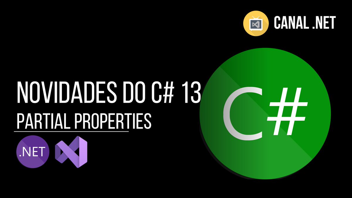 RenatoGroff's tweet image. Novo vídeo no Canal .NET -&gt; Novidades do C# 13: Partial Properties -- Link: youtube.com/watch?v=GGXRA2…
C/ @brunobritodev
#csharp13 #dotnet9 #csharp #dotnet #dotnetcore #aspnet #aspnetcore #visualstudio #visualstudio2022 #visualstudiocode #vs2022 #vscode #canaldotnet #cortes