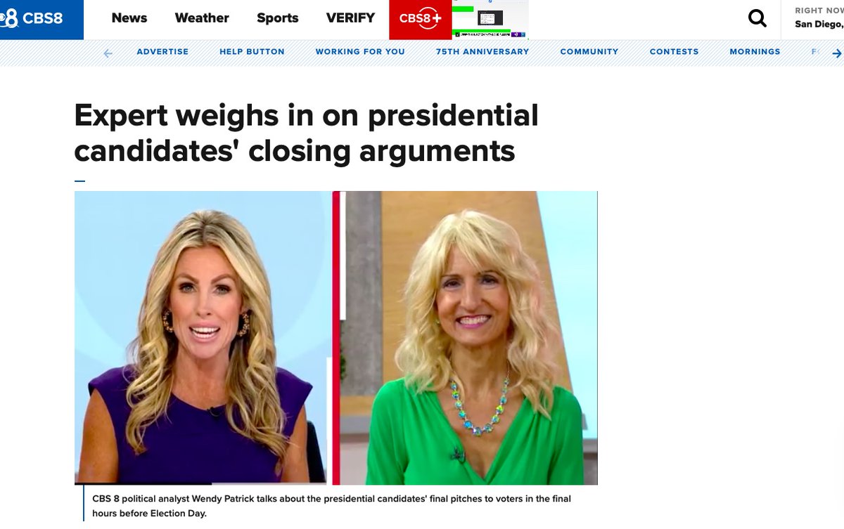 WendyPatrickPhD's tweet photo. Our #ElectionEve predictions @CBS8 @CBS @ALaurelNews https://t.co/ADawgMSryT