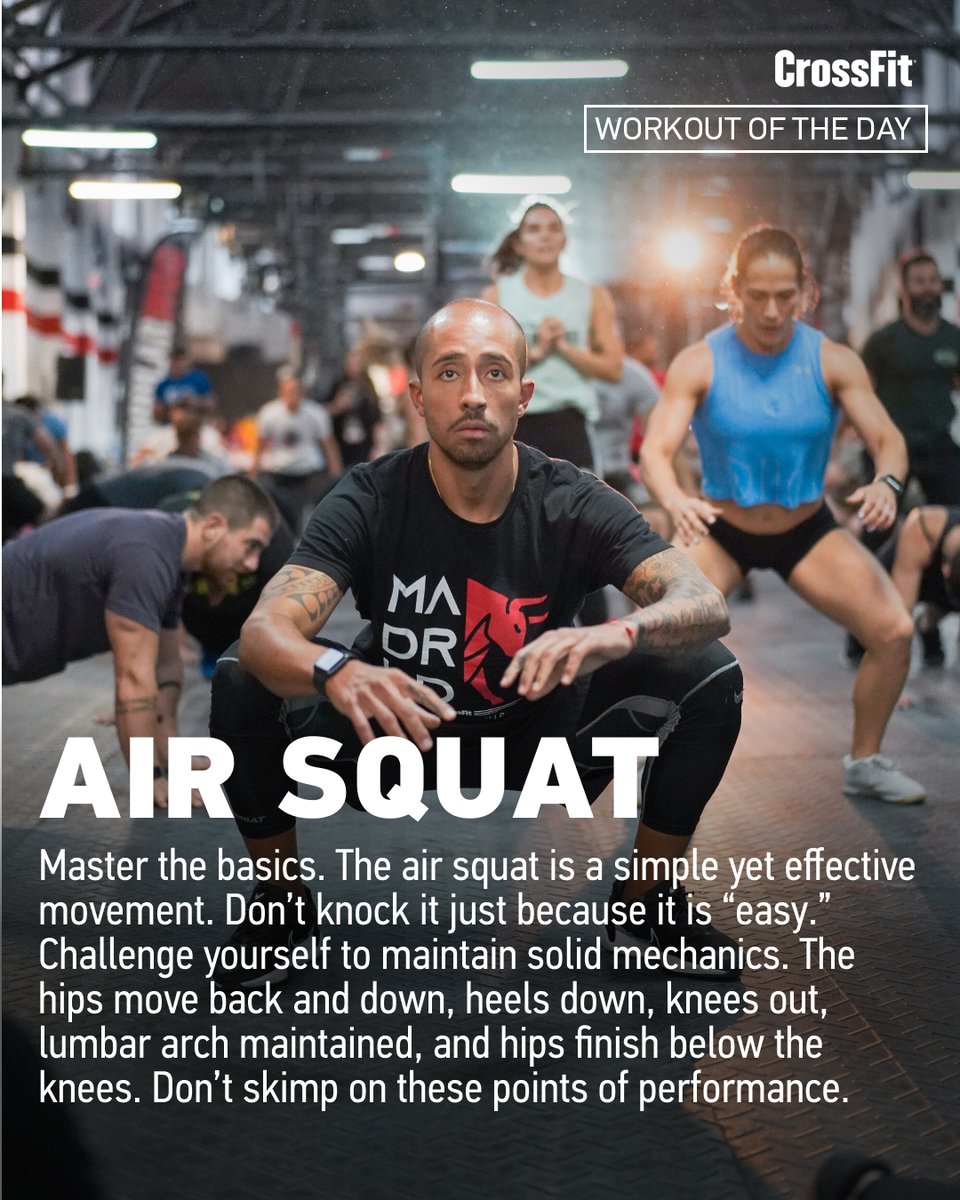 CrossFit's tweet photo. Workout of the Day
Tuesday 241105

Complete as many rounds and reps as possible in 20 minutes of:
20 burpees
20 air squats
20 box jump-overs
20 air squats
20 toes-to-bars

♀ 20-inch box
♂ 24-inch box

📍 2022 Spain Affiliate Gathering at CrossFit Singular Box in Madrid, Spain https://t.co/VgprefvEBc