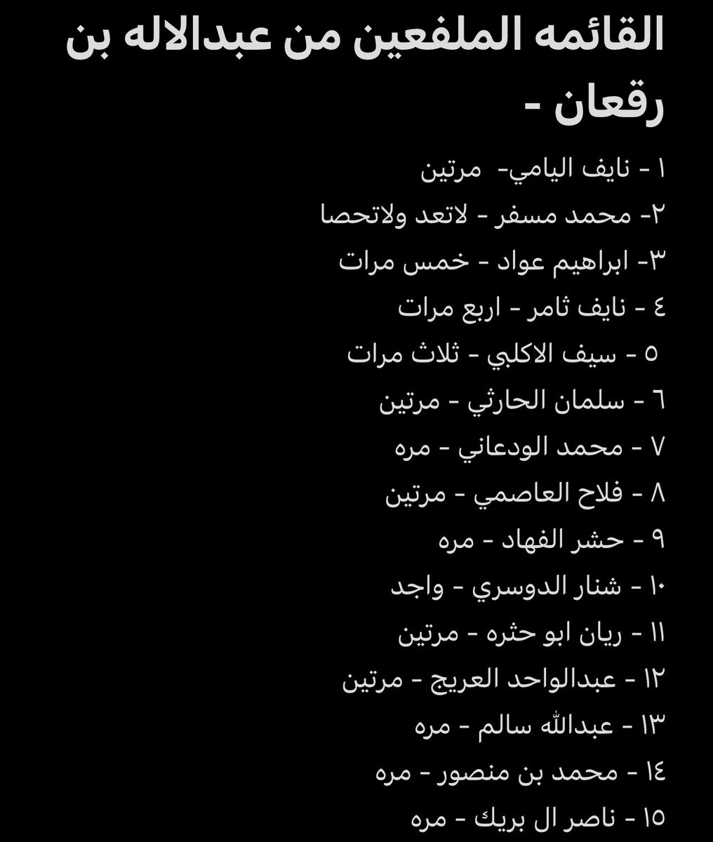 h55dl's tweet photo. القائمه الملفعين - من عبدالاله بن رقعان ⬇️
فيه ناس بالطريق جاين نسجلهم انتظرونا 👋🏻😂- 
#عبدالاله_بن_رقعان 
@a32f_55 
#عبدالاله_الرقعان https://t.co/txuS6uiVHY