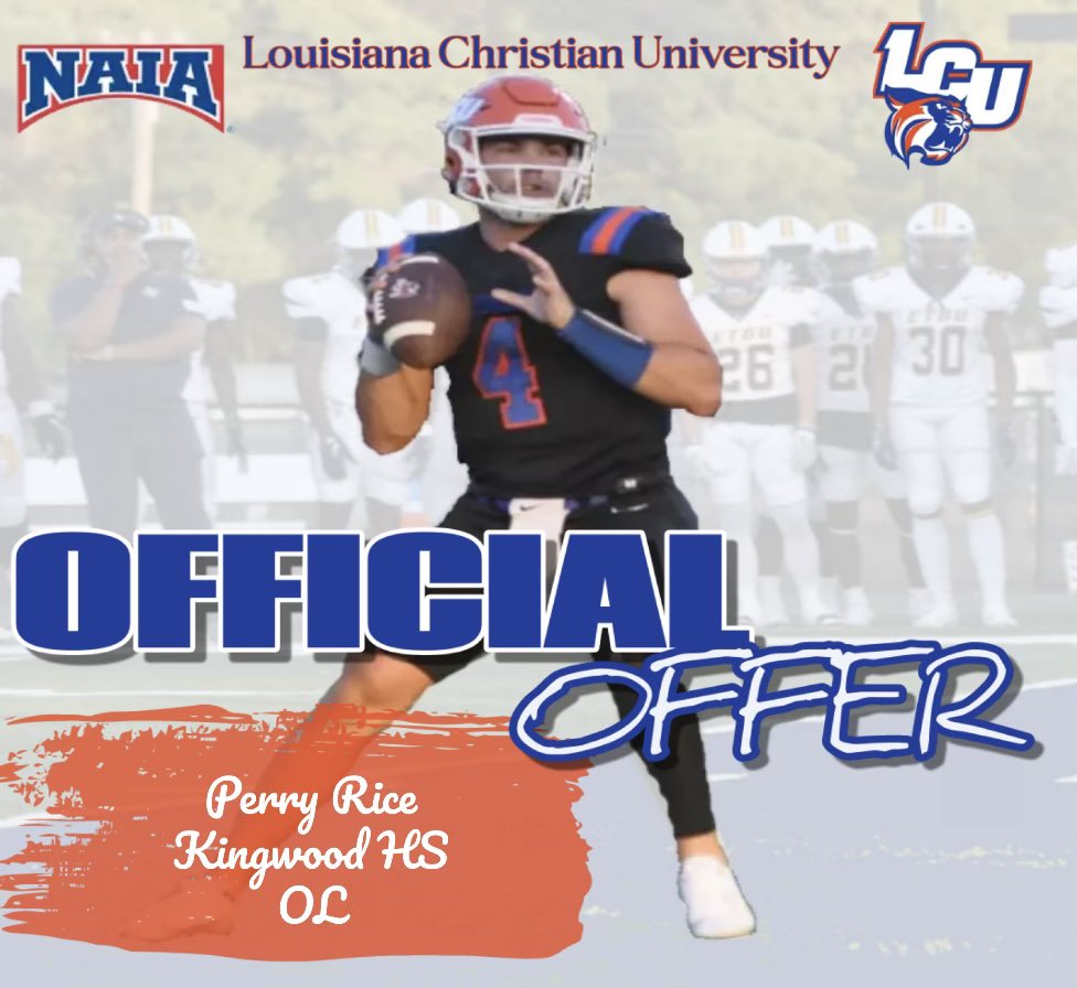 Perry Rice (@71_perryrice) on Twitter photo I am blessed to receive my 2nd offer from <a href="/LCU_ftball/">LCU Football</a> <a href="/Coach_JFreeman/">Jarod Freeman</a> <a href="/KHSMustangFBall/">“The Kingwood” Mustang Football</a> <a href="/CoachBence/">Christopher Bence</a> I am blessed to receive my 2nd offer from <a href="/LCU_ftball/">LCU Football</a> <a href="/Coach_JFreeman/">Jarod Freeman</a> <a href="/KHSMustangFBall/">“The Kingwood” Mustang Football</a> <a href="/CoachBence/">Christopher Bence</a>