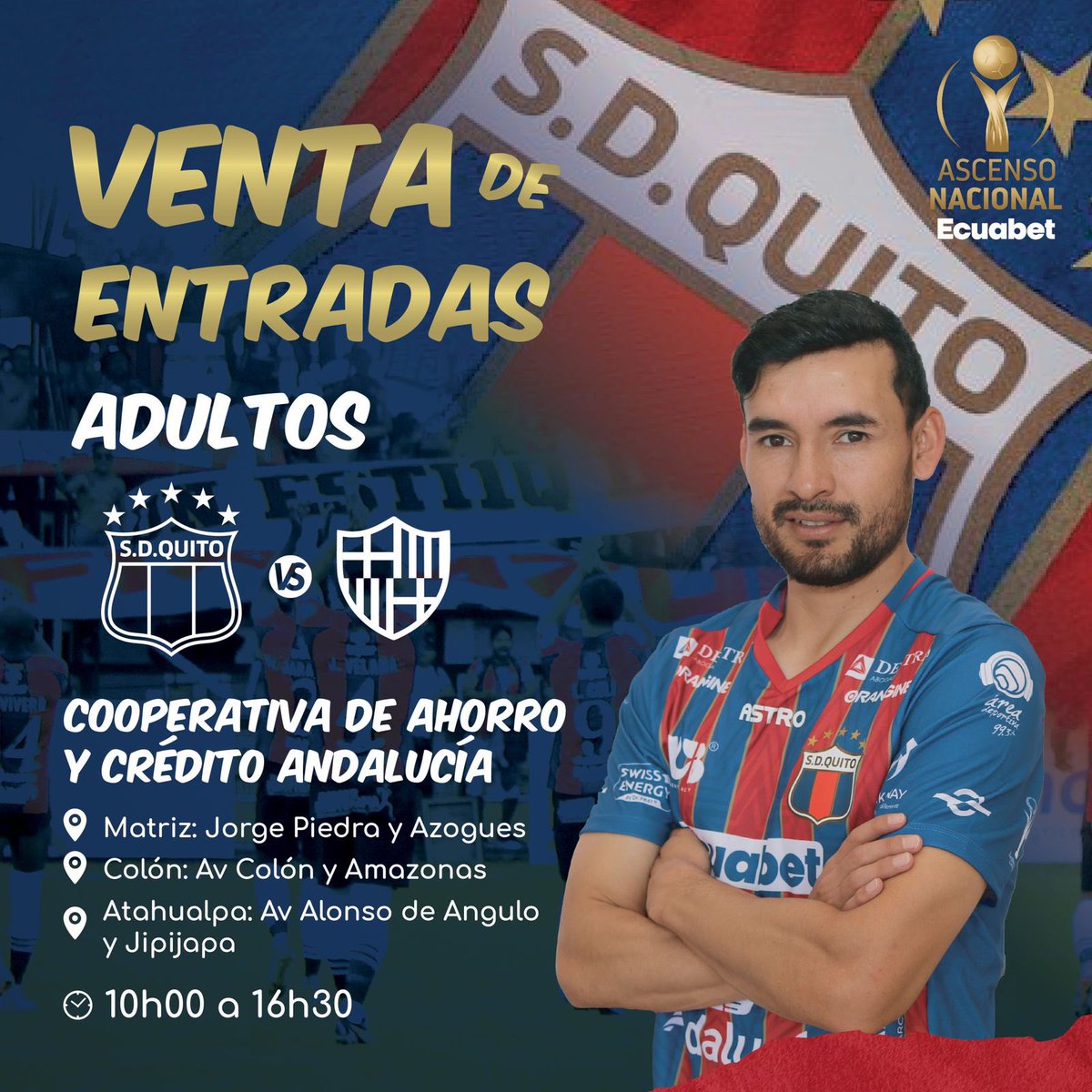 SDQuito_Oficial's tweet photo. ‼️VENTA DE ENTRADAS, MIS CHULLAS‼️Desde este martes 🗓️ modalidad presencial 🎟️ 
Leerán 👀 super bien cada fotito 😎
#ElQuitoEs estadio lleno 💙❤️ https://t.co/7WtHRhW3le