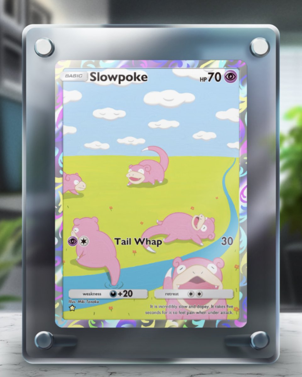 FINALLY! I pulled the Slowpoke full art card on Pokmon TCG Pocket from opening a booster pack! Can Pokmon please release a physical real-life card of it? FINALLY! I pulled the Slowpoke full art card on Pokmon TCG Pocket from opening a booster pack! Can Pokmon please release a physical real-life card of it?