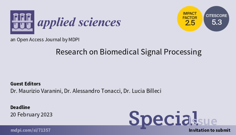 Applsci's tweet image. 📢 Read our Highly cited papers in #SpecialIssue
Research on #BiomedicalSignalProcessing
🔗mdpi.com/journal/applsc…
👨‍🔬 Guest Editors: Dr. Maurizio Varanini
Dr. Alessandro Tonacci
Dr. Lucia Billeci