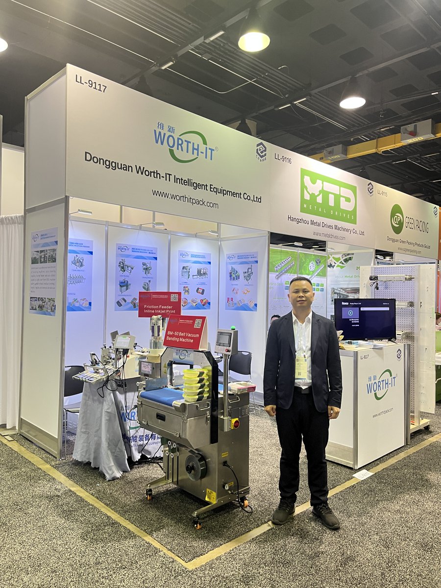 worthit_grace's tweet photo. The second day exhibition on Chicago Pack Expo , it's really nice to see some old friend and meet some new friends #banding #sleeving #foodpack #cardboardlabel #counting #frictionfeeder https://t.co/Pt93X5qZxS