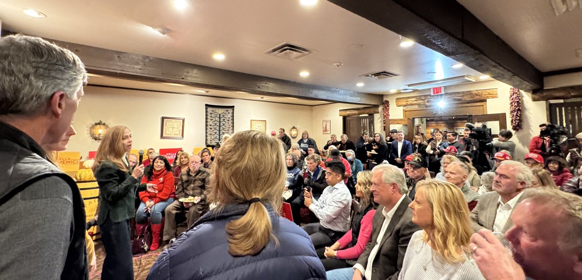 HAPPENING NOW: <a href="/NellaforSenate/">Nella Domenici</a> takes stage at her Election Eve rally in Albuquerque with a packed house, reminding voters WHY they are voting for change. 🇺🇸💪