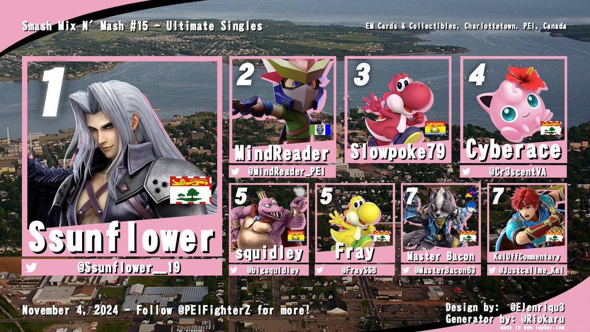 PEIFighterZ's tweet image. Here is tonight's Smash weekly results! Tight games all around, see y'all next week!