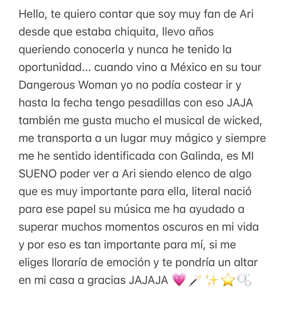 ElenaaEscobar's tweet photo. @amandafloress @UniversalMX Por favor! Conocer a Ari es mi sueño, estoy muy emocionada ojalá puedas leerme💗⭐️🪄🫧 https://t.co/OS9EqjRWhw