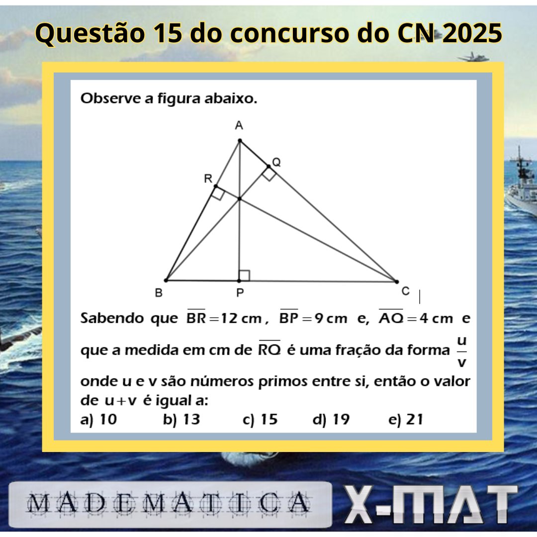 rocmadeira's tweet image. Questão muito bonita de Geometria Plana do Colégio Naval 2025. Baixe a resolução completa da prova em madematica.mat.br ou madematica.blogspot.com. Em breve será lançada a nova edição do livro X-MAT 5 Colégio Naval. Aguarde! #colegionaval #madematica #xmat #uiclap