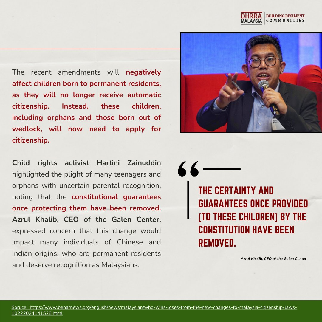 Pindaan undang-undang kewarganegaraan Malaysia baru-baru ini membawa harapan baru kepada wanita, terutama ibu-ibu Malaysia yang lama berjuang untuk status anak mereka....
#hanyamalaysiatanahairku 

Instagram : instagram.com/p/DBgOl2fSw_a/…