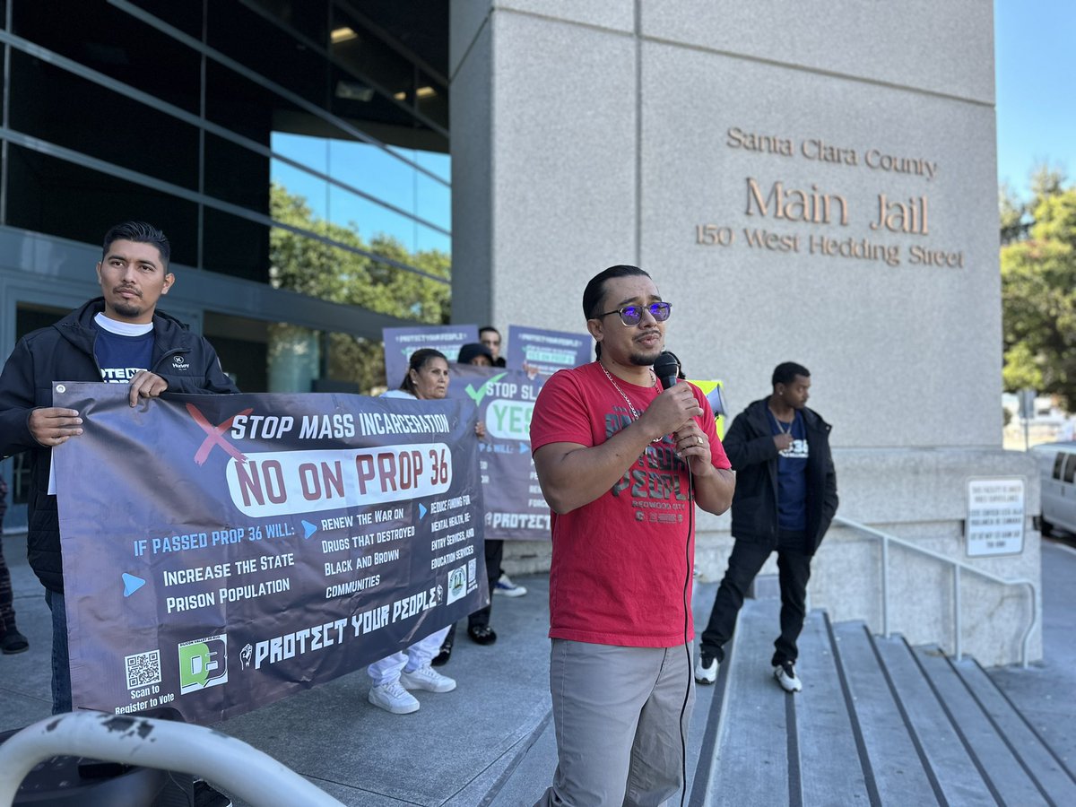 svdebug's tweet photo. Today, impacted communities in Santa Clara &amp; San Mateo held  #NoOnProp36 &amp; #YesonProp6 rallies at ground zero of where those propositions will be felt. - the jails &amp; courts. It was for the vote, but also for the days well after - our movement sustains beyond election cycles.✊🏾💪🏾 https://t.co/LWHsWM2PMp