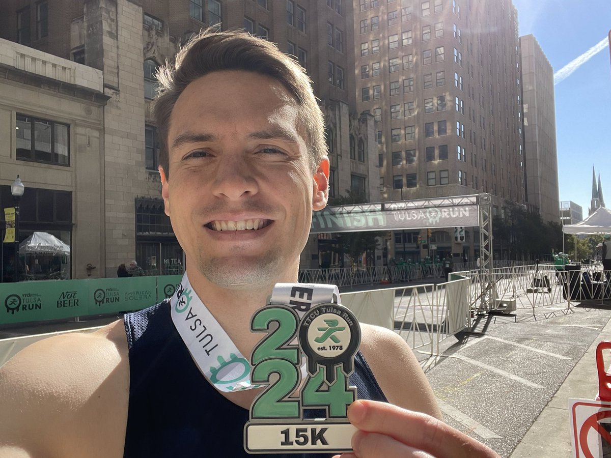 NeilStromRunner's tweet photo. Tulsa Run 2024 photos! 🏆 1:05:07 for the 15K! #runtulsarun #running #TulsaRun2024 https://t.co/KMvxyGSGUh