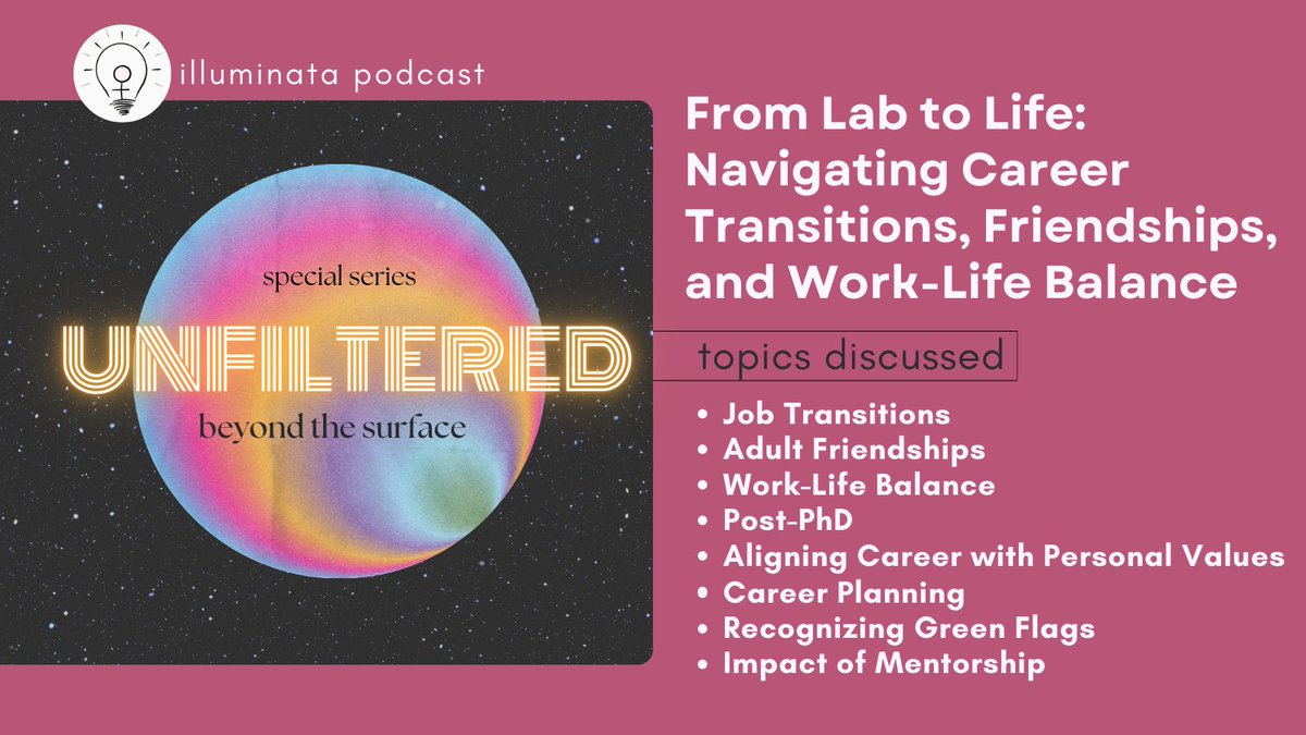 Illuminata21's tweet photo. New Episode! 

Join @LizCh as she shares insights on job transitions, adult friendships, and work-life balance post-PhD. We discuss aligning career with personal values, recognizing green flags, and the power of mentorship. 
Tune in for essential tips! #podcast  #CareerJourney https://t.co/7gZIvnSh3E