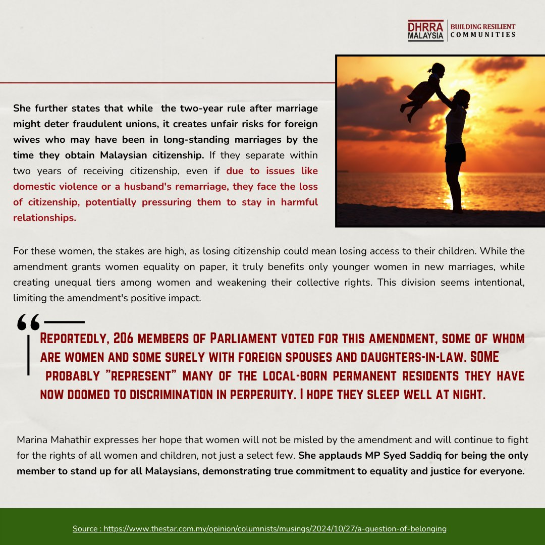 Marina Mahathir bertanya kepada kita untuk mempertimbangkan ini: Jika ‘kepunyaan’ di Malaysia adalah bersyarat, siapa yang sebenarnya tersisih?

#hanyamalaysiatanahairku
Instagram : instagram.com/p/DBs8oiQpYvP/…