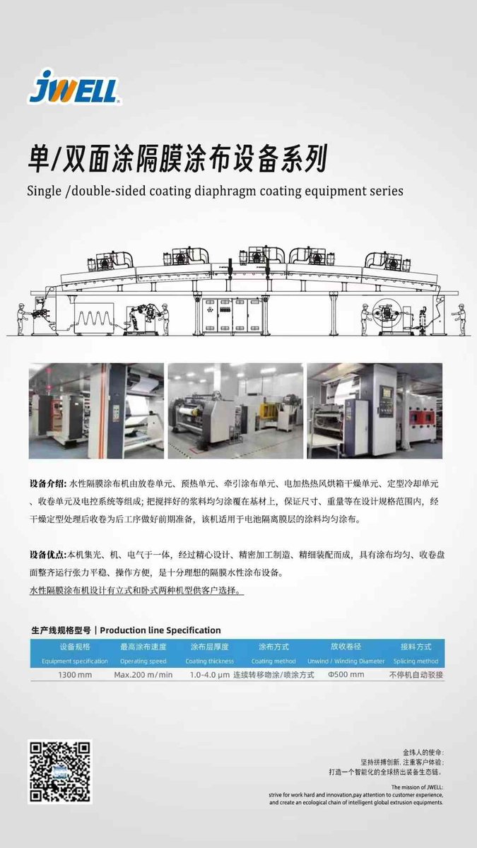 Kautex_Owen's tweet image. Single/double-sided coating diaphragm coating equipment series.#extruder #extrusionmachine #JWELL
