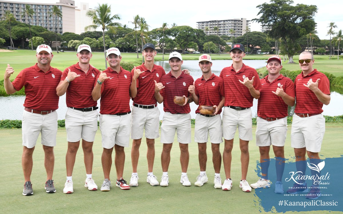 kaanapaliresort's tweet image. The Oklahoma Sooners Oklahoma Men's Golf are our 3rd time Ka'anapali Classic champions, finishing with a team score of -42! In the individual competition, Jaxon Dowell took the top spot with a score of -17, followed closely by Clark Van Gaalen in second with -16. 

#BoomerSooner