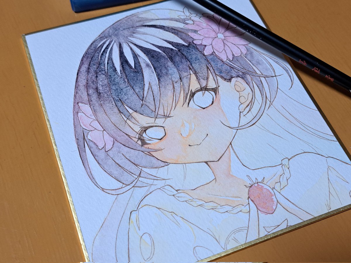 「#花のケーキと少女展 まだまだ準備することいっぱいある…と思いながら髪ぬりぬり 」|ささつゆ🦊5/5【COMITIA144】H28b📚5/6【A40】参加のイラスト
