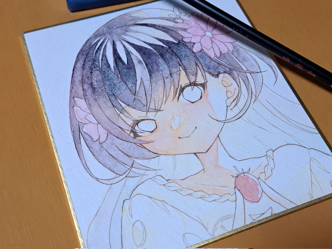 #花のケーキと少女展 まだまだ準備することいっぱいある…と思いながら髪ぬりぬり 
