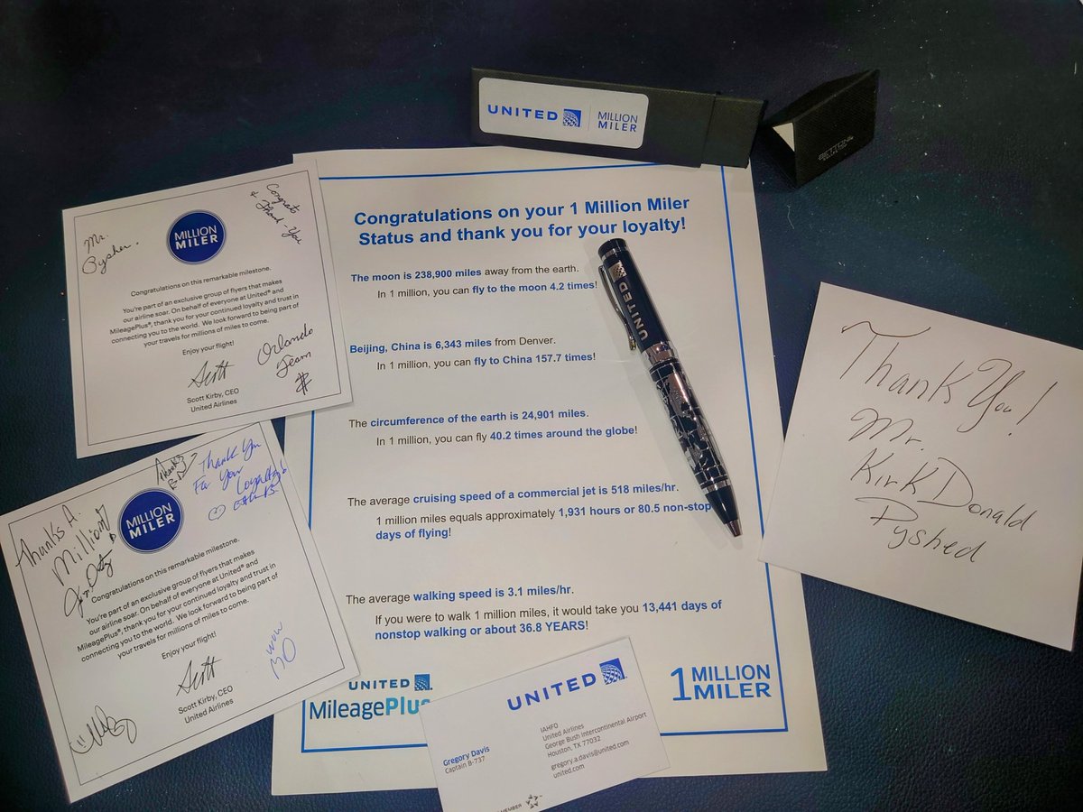 KirkPysher's tweet photo. Another Million miles flown... Thank you @united for celebrating this milestone with me.  Orlando and Houston teams, you outdid yourselves. Thank you! https://t.co/DUgxG4Z0Od