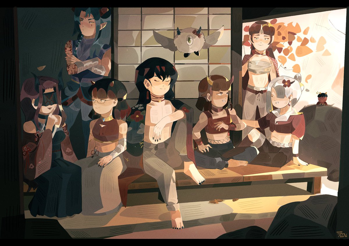 7_sin12_'s tweet photo. an afternoon with Vox and kindreds: #Akurylic #TheDemonHungers #kindraw 

Kindersona credits (left to right)
@EchoingYoukai @magiccazza @voxzitos @DarkAlly_Kat @miki_jumps @Ashthescrungled , me, + a peaking Onigiri https://t.co/tP5KsoRExR