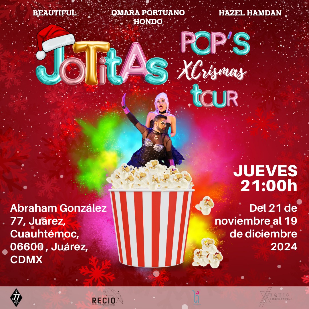 omarolvera05's tweet photo. 🎄✨  Jotitas Pop's XCrismas Tour 🎁💄Omara Portuano Hondo y Beautiful 🎉. ¡No te pierdas esta explosión de música, humor y mucho, mucho brillo! 🌈💥
Los jueves a partir del 21 de noviembre en @el77cultural ¡Corre a @boletopolis asegurar tu lugar y vive la Navidad más divertida! https://t.co/HEJl7varED