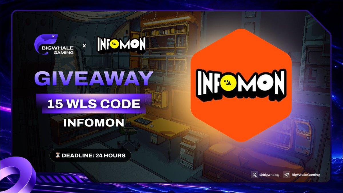 BigWhaleG's tweet photo. 🎁INFOMON 15 CBT WHITELIST GIVEAWAY

✨How to Enter:

• Follow these accounts: @BigWhaleG  @Infomon_ai 
• Like and Retweet this post.
• Tag three friends in the comments.

⏳24 Hours

📌CBT Participation Requirements:
• You'll need a PC or Laptop with Chrome extension installed.

📌Exclusive Rewards for CBT Participants:
• Receive an Epic Infomon EGG and 400 Gold when the game launches!

💫Don't miss out on this exciting opportunity to dive into the world of Infomon early and grab your rewards!