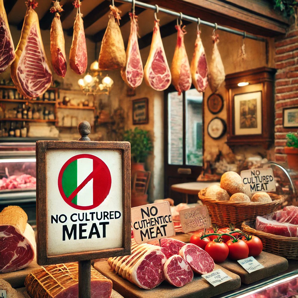 argentinAm's tweet photo. ¡Italia prohíbe la carne cultivada en laboratorio! 🇮🇹🥩

El país decidió bloquear la producción y venta de carne artificial. Mientras algunos ven en esta tecnología un futuro más sostenible, Italia defiende su bistec "de verdad" y sus raíces. 

#Italia #CarneCultivada https://t.co/PjgcMa74Mk