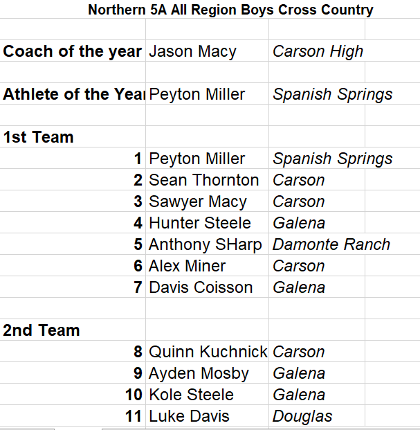 RGJpreps's tweet photo. Cross Country All-Region selections, boys and girls, Class 5A-North https://t.co/gjnSTrexni