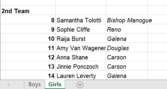 Cross Country All-Region selections, boys and girls, Class 5A-North