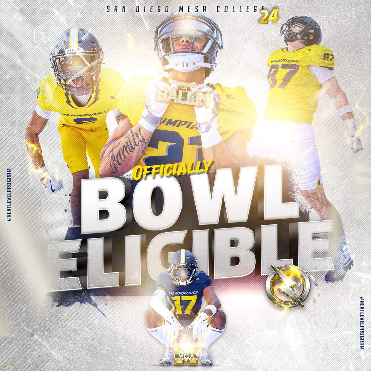 SDmesafootball's tweet image. With our 7th win Saturday night… WE are officially BOWL GAME eligible! #BALLIN #NextLevelProgram #undeniable 
@BallCoachGW @PrezHands @JUCOFFrenzy  @EC_Preps_SD @sdfootball @CoachChevSD @PeoplsProfessor 
📸@Nicole2Noel  💻@SwagLabGD