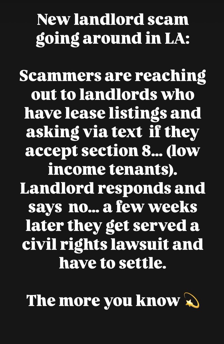 1LuxLA's tweet image. Shared by a fellow Realtor.
#landlords #ScamAlert #Sec8 #multifamily #lease #LosAngeles