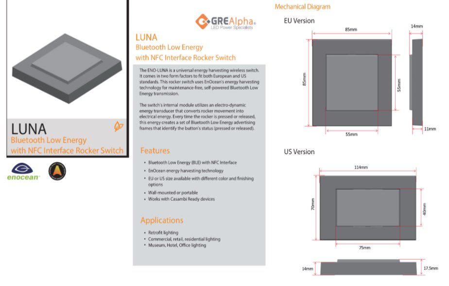 GREalphaJapan's tweet photo. GRE Alpha Electronics
will participate and display our new products,
“Eno-Luna”
EnOcean energy harvesting rocker switches
(Swappable to EnOcean/BLE/Zigbee,,,)
at EnOcean Alliance event Japan on Nov.8th

Sample available now…

#wirelesslightingcontrol #EnOcean https://t.co/3oDR70lvMq
