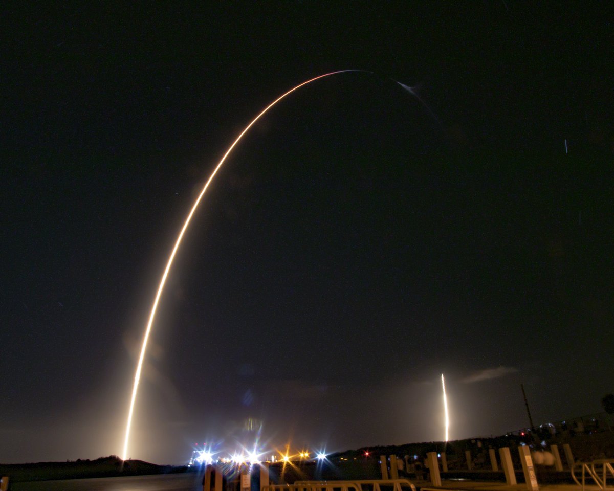 A single exposure of SpaceX’s 31st cargo resupply mission to the International Space Station for NASA. The Falcon 9 rocket launched with the Cargo Dragon, serial number C208, marking its fifth flight on this mission. The spacecraft was loaded with a total of 2,762 kilograms