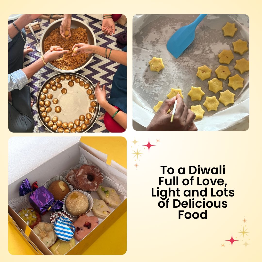 FirstGrameen's tweet photo. ✨ Diwali Prep in Mokhada! 🪔
Our amazing staff came together to make delicious traditional sweets and snacks in time for Diwali! We made sweet gift boxes with  guidance from local tribal women and recycled paper supplied by @GrameenFirstEco!🎁🍬 #Diwali #GrameenFirst" https://t.co/uusRA163MY