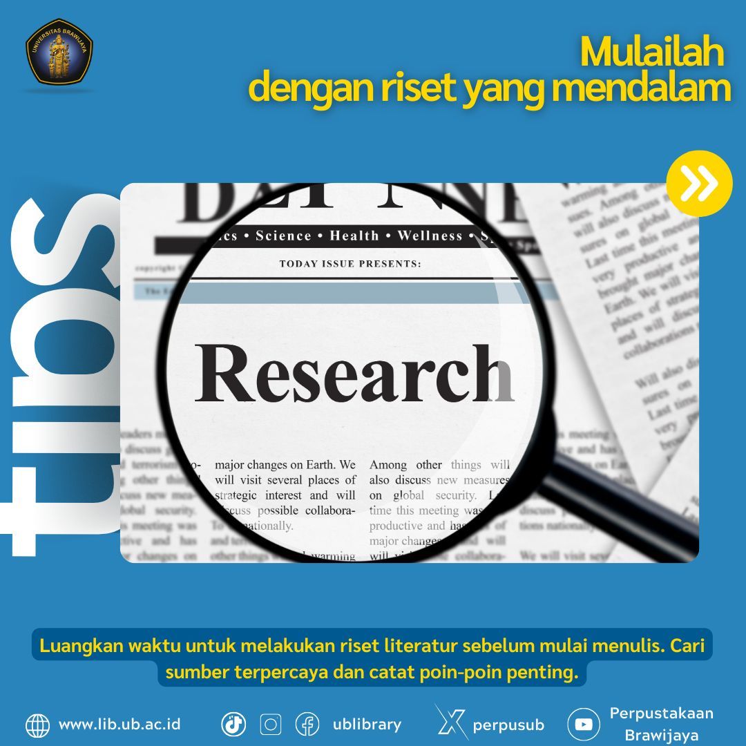 perpusub's tweet photo. Menulis karya ilmiah memang bisa menjadi tantangan tersendiri, terutama bagi mereka yang baru pertama kali melakukannya. Ada beberapa saran berharga yang dapat membantu Sobat Pustaka menyelesaikan karya ilmiah dengan baik dan berkualitas tinggi. Yuk, simak tipsnya! https://t.co/UZHkmNBbTX