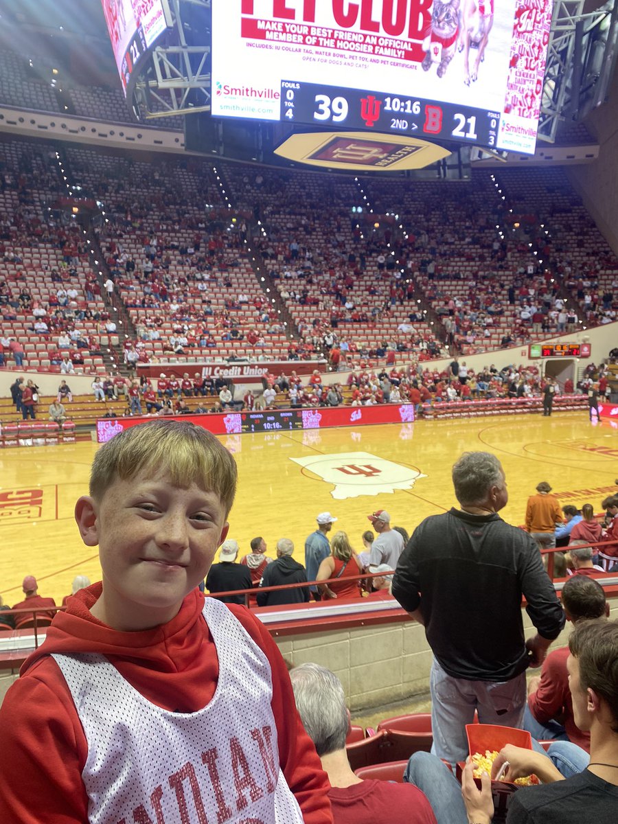 krischar13's tweet photo. Happy 10th Birthday to this guy!!! Ace wanted to spend it at the IU women’s opener.  He cheered extra loud and tried to get pics with his most fave #33 @sydney_parrish !!! #GoHoosiers! https://t.co/EQLhmcoXF3