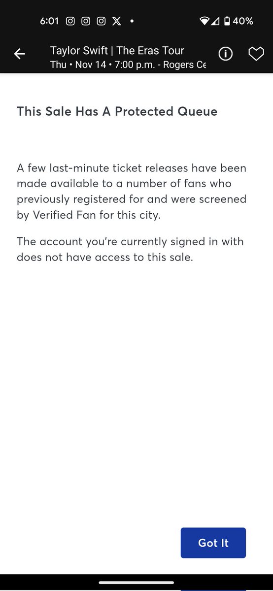 aandertam's tweet photo. Tonight sucked. 
@TicketmasterCA this sucked.

There are SO many disappointed #Swifties tonight 😭💔

I'm holding out a glimmer of hope that I'll get to see @taylorswift13 in #Toronto... But it's fading FAST. 

@taylornation13 #TSTheErasTour #Ticketmaster https://t.co/G67mRtmYVN
