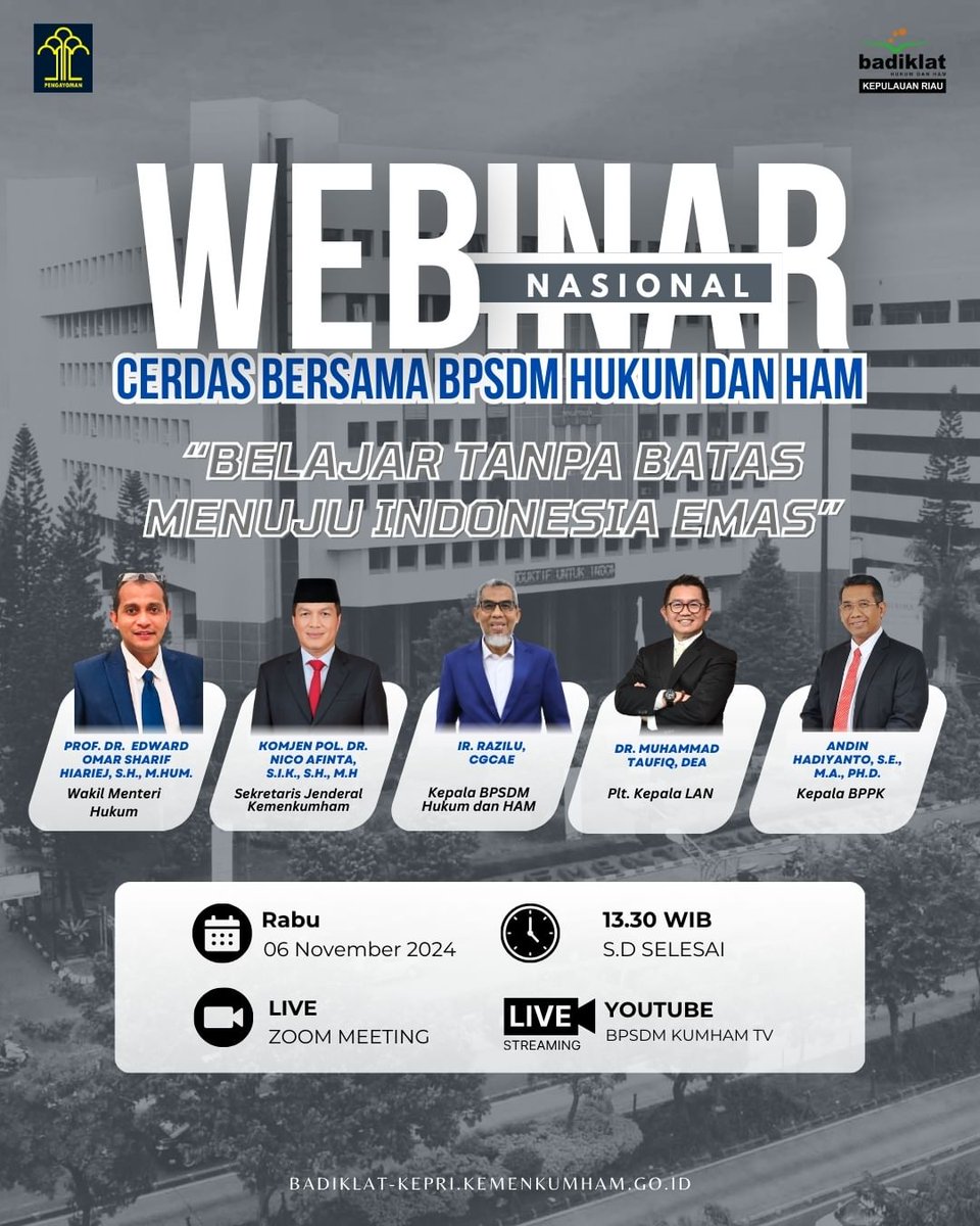LpSiantar1's tweet photo. Halo #SobatBETAH 
BPSDM Hukum dan HAM mengajak untuk mengikuti Webinar Nasional Cerdas Bersama BPSDM Hukum dan HAM dengan Tema "Belajar Tanpa Batas Menuju Indonesia Emas", pada:

🗓 Rabu, 06 November 2024
⏰ 13.30 WIB - Selesai
💻 Live Zoom Meeting dan Youtube "BPSDM Kumham TV" https://t.co/BXJKNo9ciT