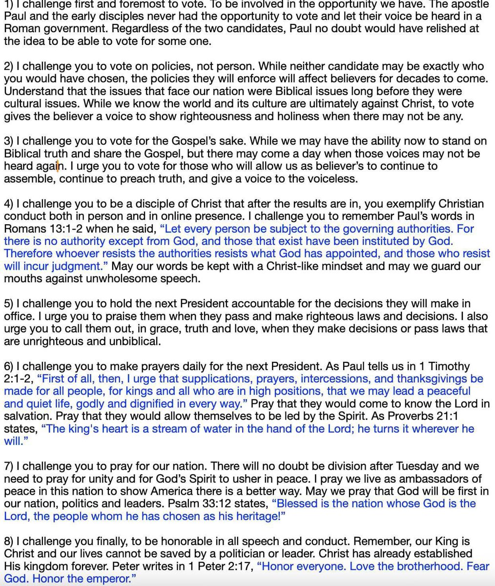 The_Mike_Ellis's tweet photo. Sunday, I challenged Flagship Church in 8 ways regarding Tuesday's election. I wan to share with you those challenges and offer you the same challenges as well.

#Election2024 #ElectionDay #ElectionDay2024 https://t.co/xYSaU15JEV