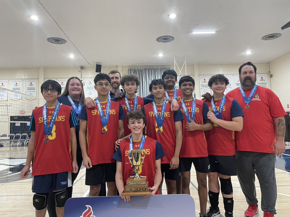 Congratulations to the Sheldon-Williams Spartans who defeated the Regina Christian Grizzlies 15-12 in the third and deciding set 15-12 to win the Jr. Boys city volleyball championship.