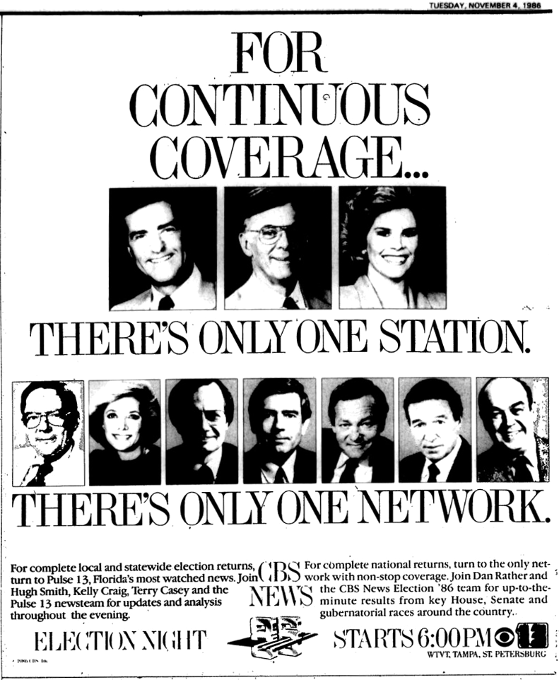 Election Night - WTVT | Tampa/St. Petersburg, FL (1986) 

(📸 Tampa Bay Times)