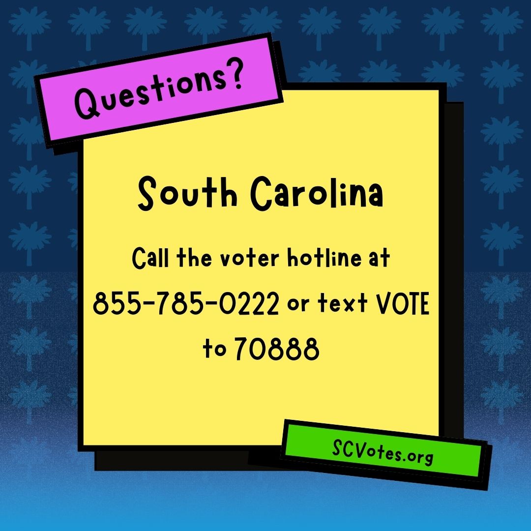 scdp's tweet image. Got questions about voting? Call our voter hotline for answers and support! Your vote matters, and we’re here to help. Vote blue up and down the ballot this November! 🗳️📷 #SCVotes #VoteBlue #YourVoiceMatters