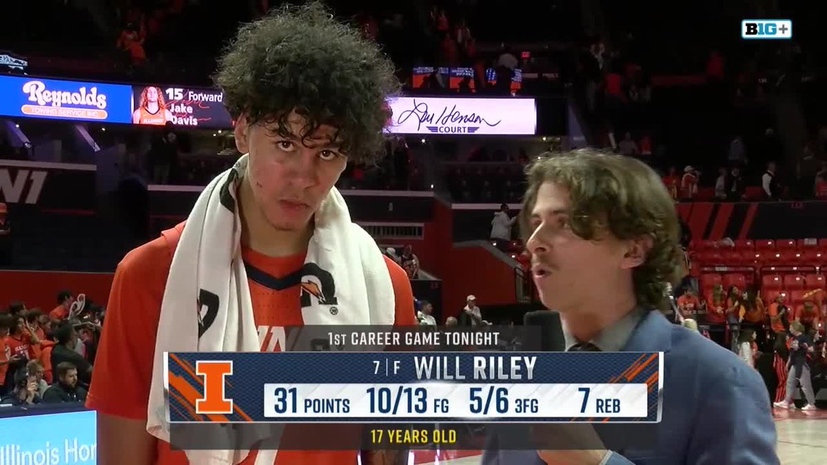 BigTenNetwork's tweet photo. Will Riley dropped 31 points in his collegiate debut 😳

#B1GMBBall x @IlliniMBB https://t.co/dtqGUjO8tU