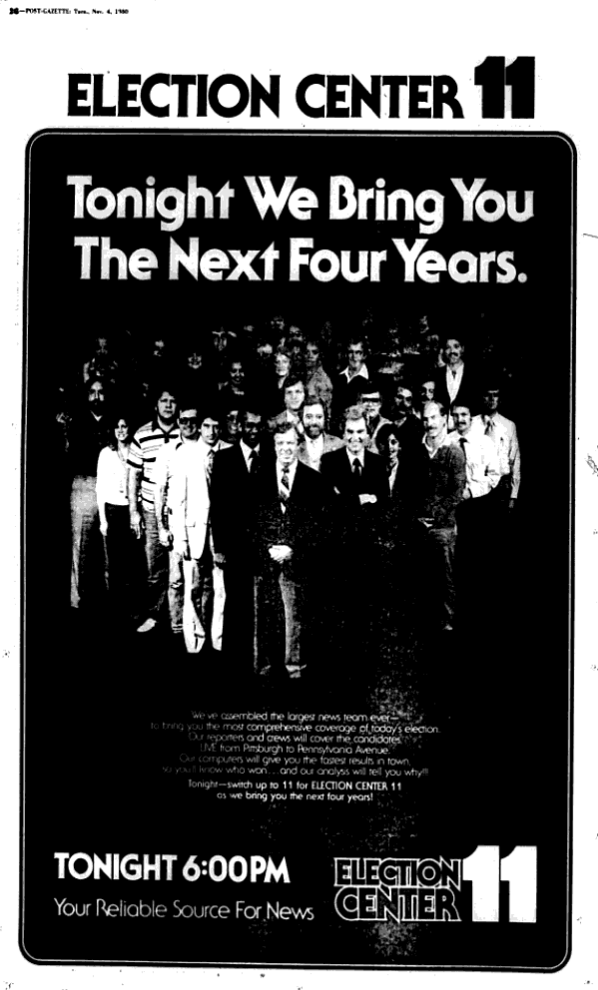 Election Center 11 - WIIC-TV | Pittsburgh, PA (1980) 

(📸 Pittsburgh Post-Gazette)