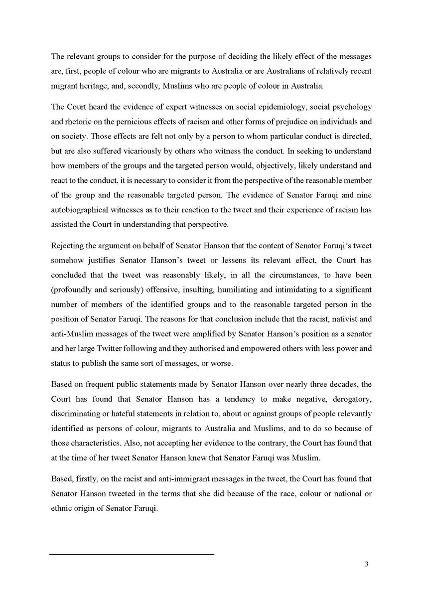 PaulineHansonOz's tweet photo. Last week, I was unsuccessful in defending myself in the case brought against me by Senator Faruqi.

Attached is the summary judgment for you to read and understand what this case represents and the precedent it sets.

I will be appealing this judgment, but this will be a costly and challenging exercise. However, it’s a fight that must be fought. With your support, we can build the strongest defence possible and continue standing up for our shared values.

Every contribution, big or small, makes a real difference. Join me in this crucial fight for free speech and fairness.

Donate here: https://t.co/TD38g5z4lW

Thank you for your support.