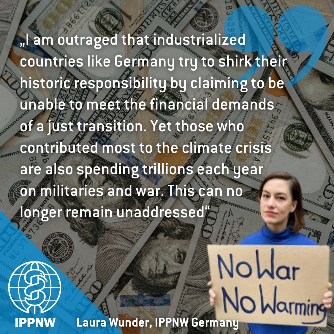 #COP29 will be the „finance COP" as states must negotiate the new #climatefinance goal to raise funds for mitigation, adaptation (and loss &amp; damage) from billions to trillions. Tapping the enormous resources spent on #militarisation would be a milestone.
#nowarnowarming #NCQG